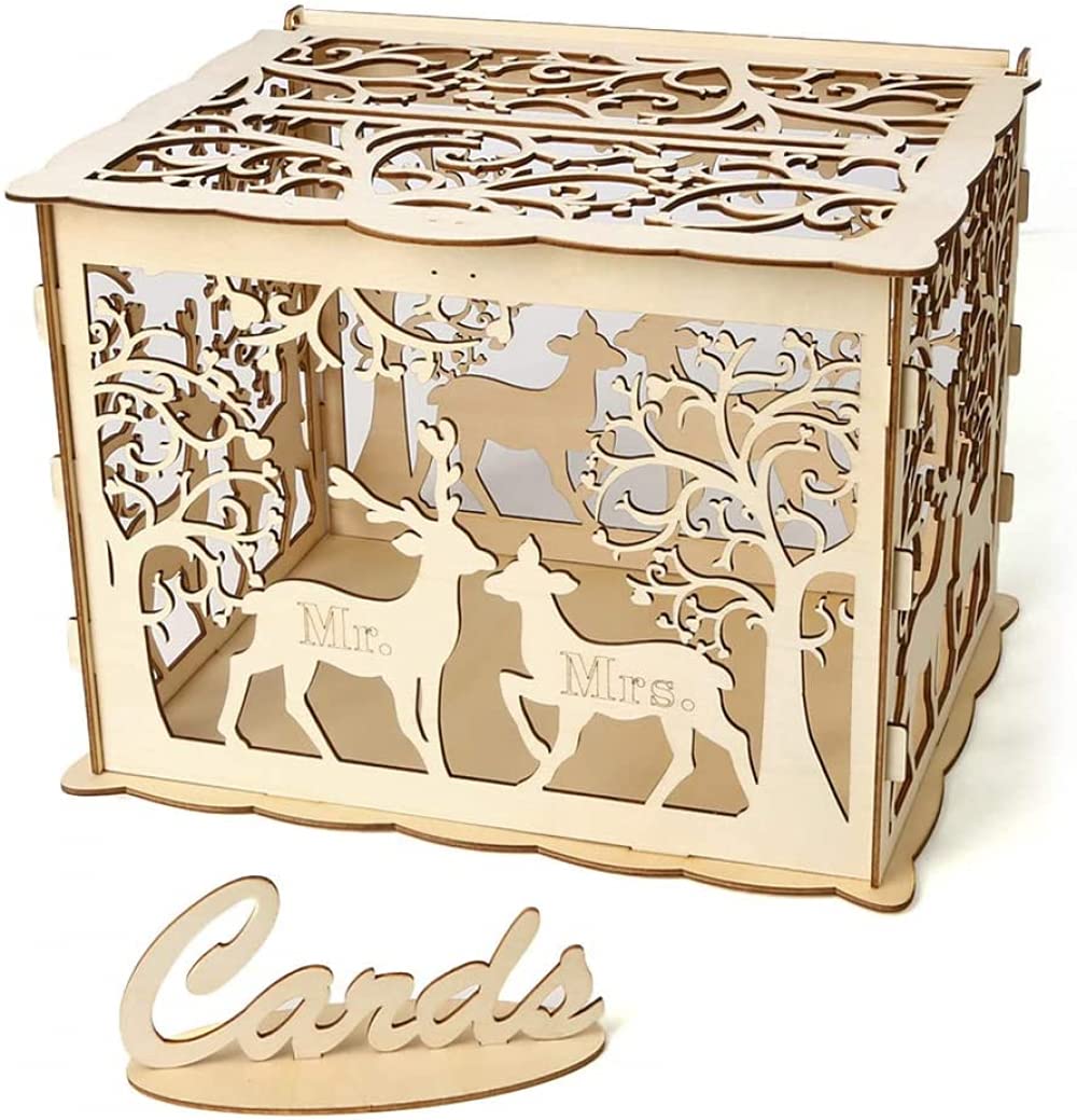 Scatola Di Carte Di Nozze Fai-da-te Con Serratura Scatola Di Carte Di Legno Rustica Scatola Di Carte Regalo Perfetta Per Matrimoni Wedding