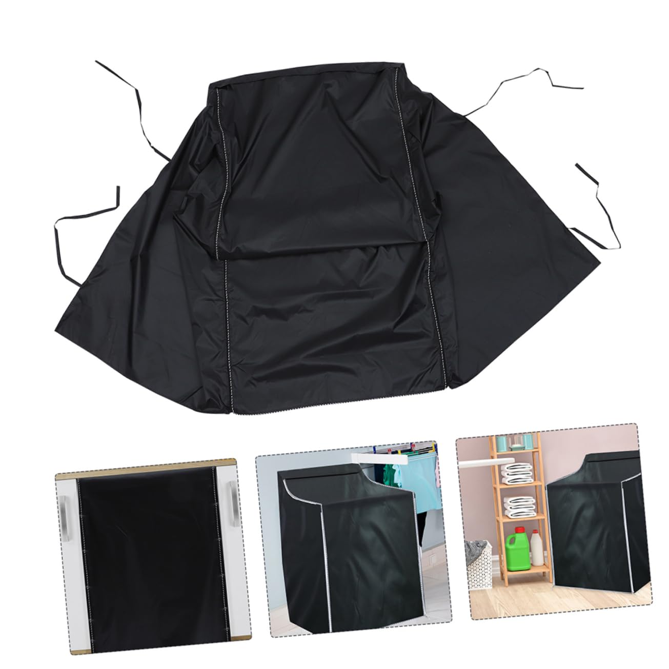 Oxford Housse de Protection Machine à Laver Noir 2 Pièces