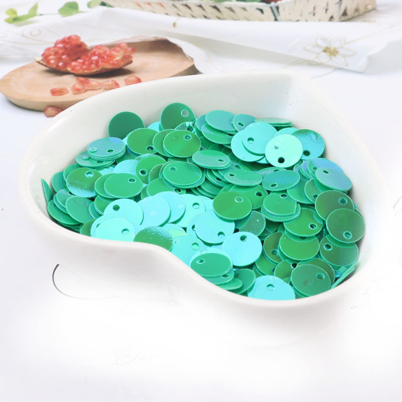 Lentejuelas sueltas, 500 g, lentejuelas redondas coloridas, decoración de uñas, accesorios para vestidos de novia, material de costura (verde)