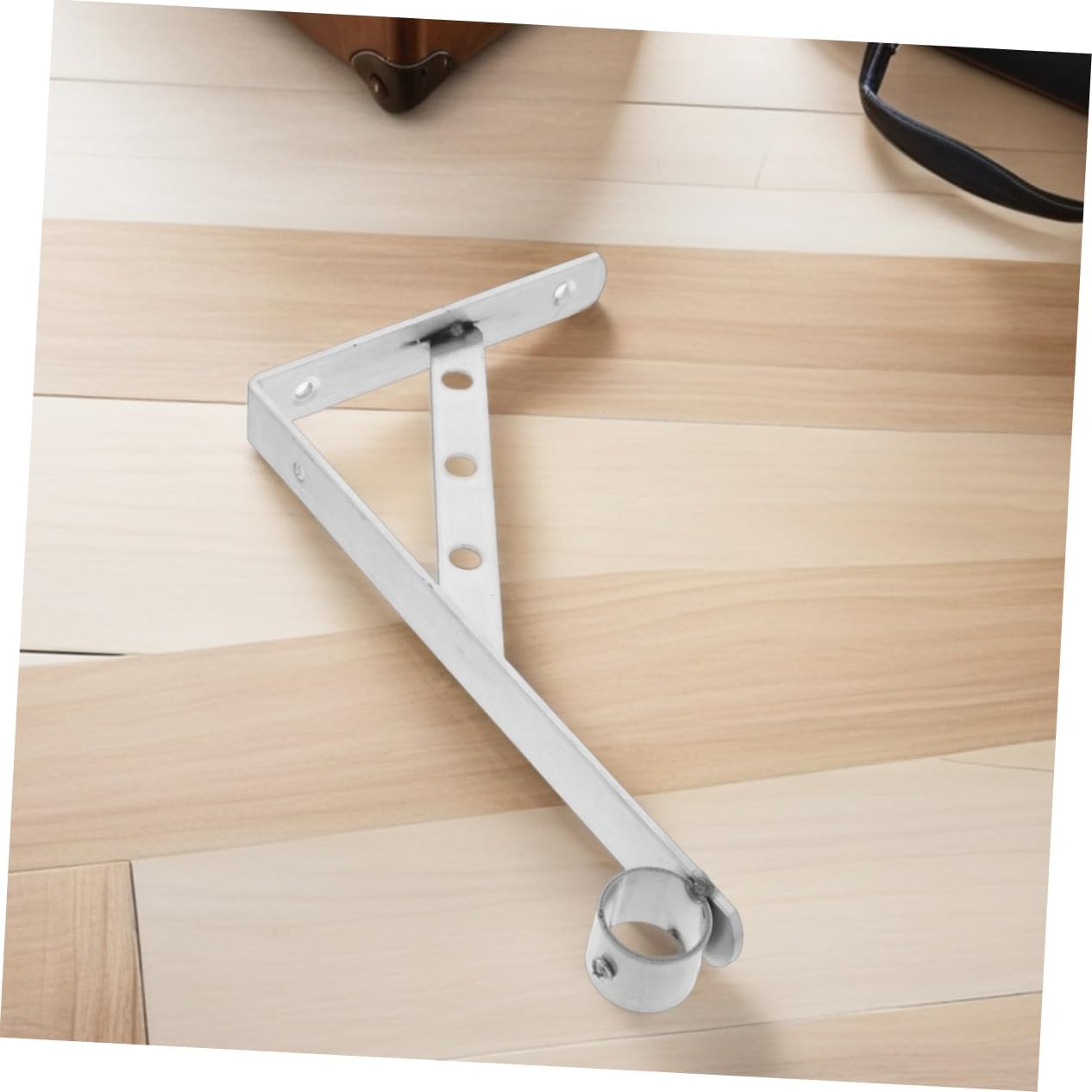 POPETPOP 2pcs Side Wall Clothes Rack Closet Rod Support Wall Mounted Pole Socket Wardrobe Rod Holder Closet Pole Support Shelf Holder Closet Brace Bracket Stainless Steel Silver