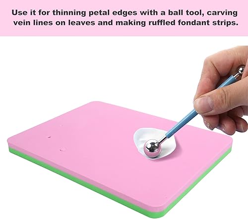 Miniatura 3 de Almohadilla de espuma de fondant, alfombrilla rectangular de esponja para pasteles con 5 agujeros para decoración de pasteles, pasta de bricolaje,