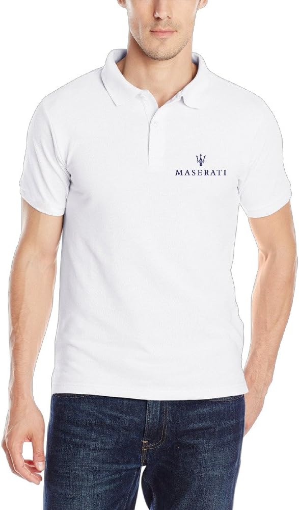 Megge Men's Maserati Comfortable Short Sleeve Uniforms Polo Shirt White Apparel