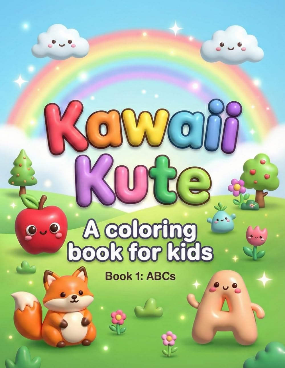 Kawaii Cute: A coloring book for kids (Book 1: ABCs)