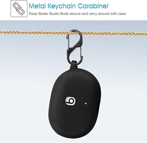 Miniatura 4 de Fintie Funda de silicona para nuevos brotes de estudio Beats, funda de auriculares a prueba de golpes con llavero mosquetón, soporte de carga