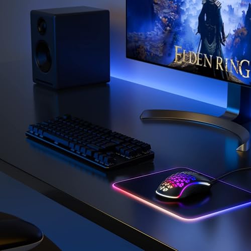 Miniatura 8 de TECURS Mouse para juegos con cable mouse con cable de 12000 DPI mouse óptico USB para juegos de PC con 8 botones programables mouse RGB ultraligero