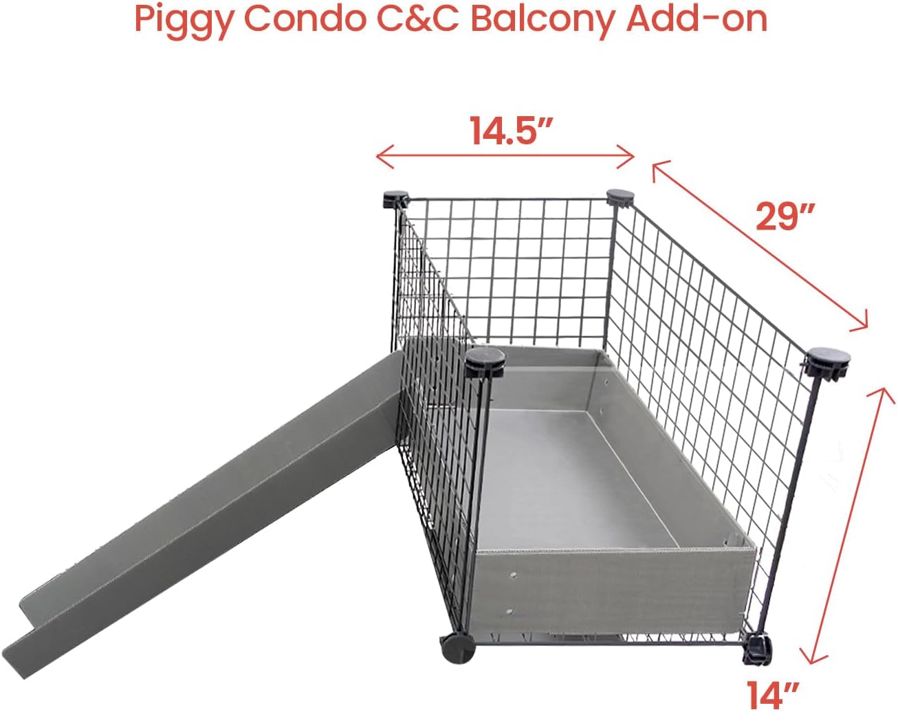 GuineaDad Piggy Condo – C&C Cage Balcony for Guinea Pigs & Small Animals with Coroplast Base | Acrylic and C&C Grids for Small Pets (Acrylic, No Pillar)