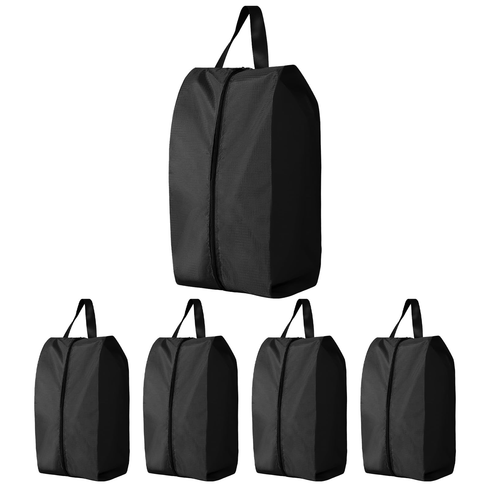 VEGCOO 5 Pezzi Sacchetti Porta Scarpe Impermeabili per Viaggio, 42cm Borse da Viaggio Portatili Unisex con Chiusura a Zip, Organizer per Scarpe per Sport e Vacanze, Nero