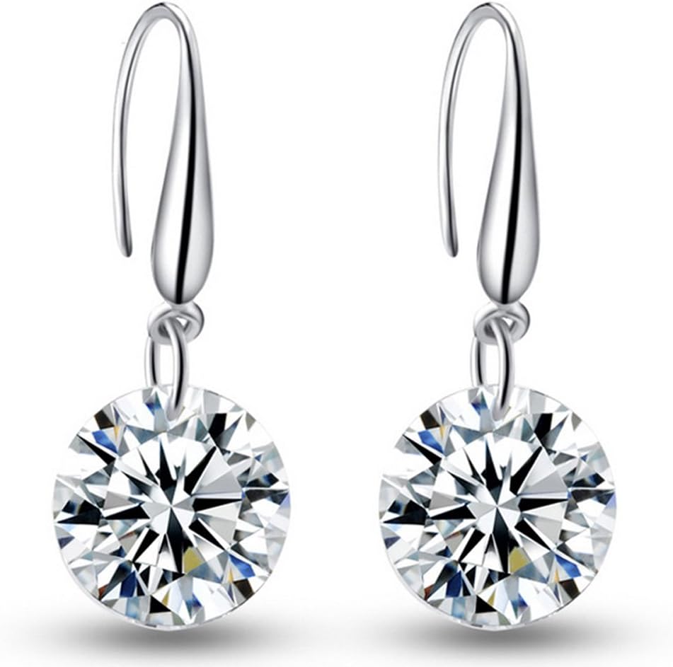 925 Sterling Silver Diamante Clear Crystal Drop Earrings Bridal Sparkling Crystal Drop Earrings