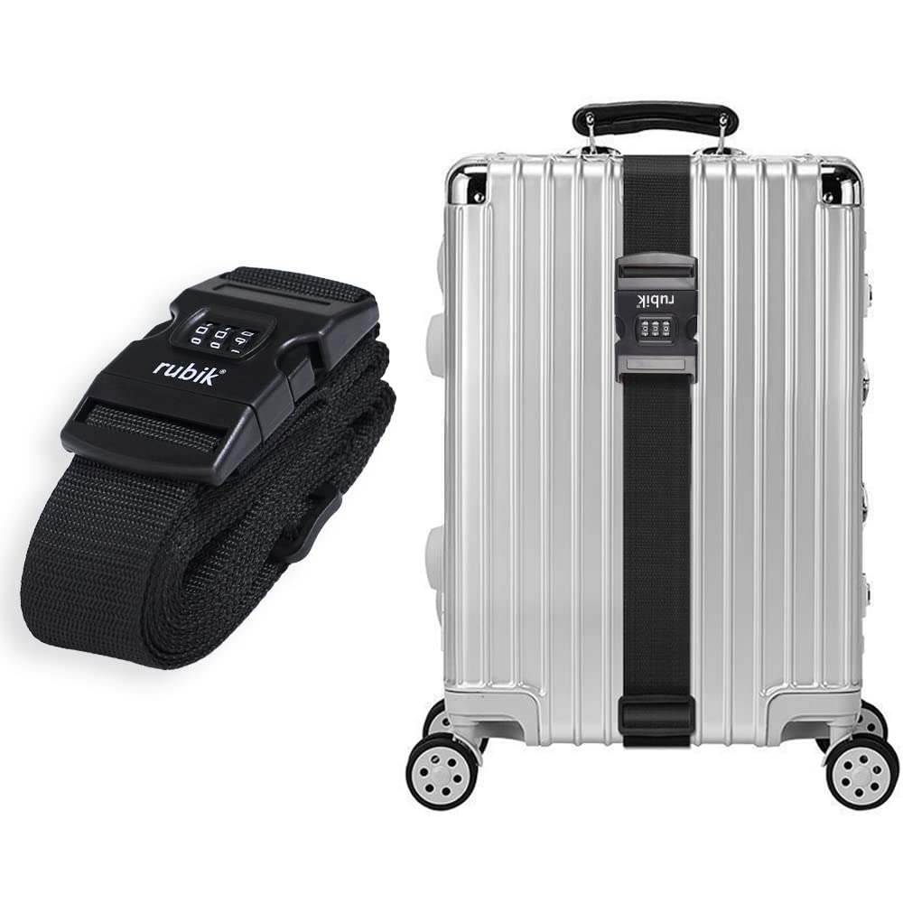 Rubik 78 Inch Heavy Duty Luggage Strap with Password, Adjustable Travel Packing Belt for Bag Baggage Suitcase Safety (1 Pack, Black)