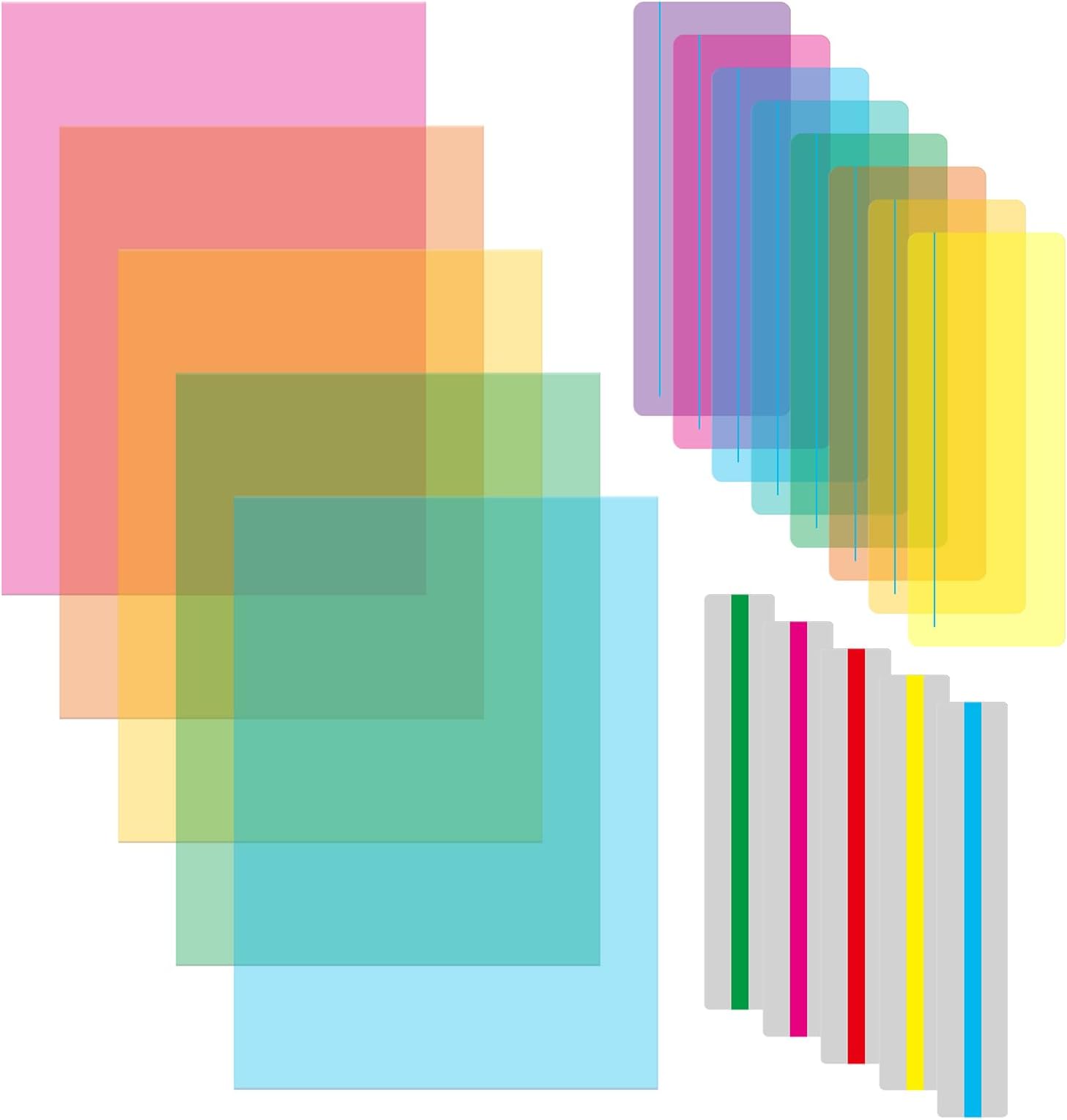 Realure 16 Pcs Upgrade Multi-Coloured Dyslexia Overlays, Large Reading Ruler Fast Guided Reading - View #2