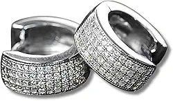 Brinco Unisex 'Highstyle' – Cravejado com Zircônias – Semijoia de Luxo em Prata – Brilho Intenso – Acompanha Bolsa de Veludo