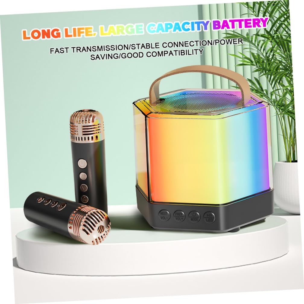 Mini Máquina de Karaoke Portátil Q7 con Micrófonos y Altavoz