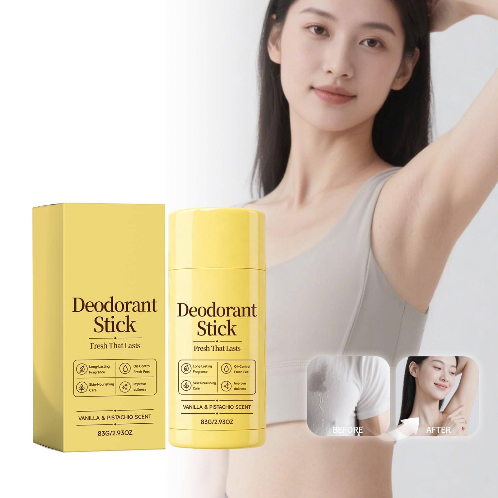 Deodorante Stick Vaniglia E Pistacchio Uomo‑donna, Fragranza Fresca Di Lunga Durata, Controllo Oleoso Ascelle, Deodorante Coreano Nutriente Portatile (6 PCS)