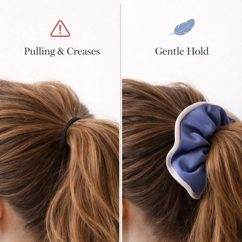 Soft Fabric Hair Elastics for Women, Gentle No Damage Hair Ties for Daily Wear & Ponytails, 4 Pack, Comfortable Stretch