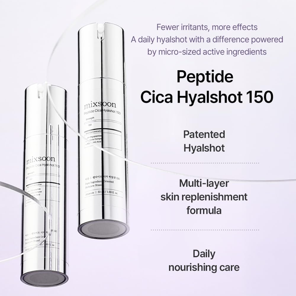 mixsoon Peptide Cica Hyalshot 150, Centella Asiatica, Hyaluronic Acid for Sensitive Skin Lightweight & Fragrance-Free - Image 2