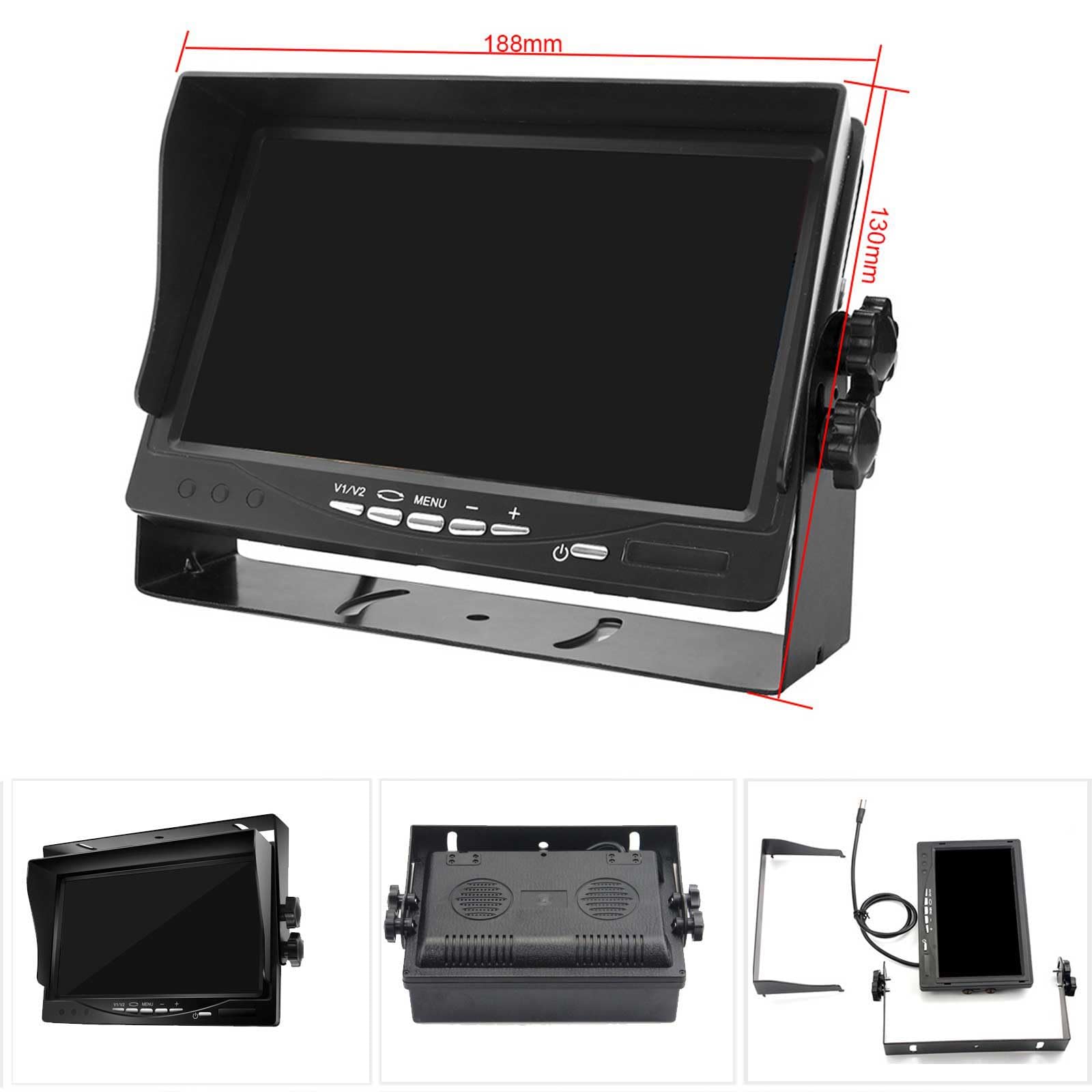 4pines 12V-24V vehículos Copia de Seguridad cámara Sistema 7 Inch TFT LCD HD Color Monitor +18 IR visión Nocturna Impermeable Marcha atrás visión Trasera cámara para Camiones/RV/Remolque/Bus
