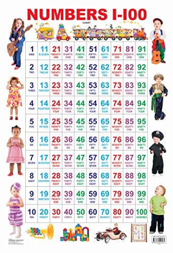 Dreamland Publications Kids Both Side Hard Laminated Numbers 1-100 Educational Wall Chart (Size 48 x 73 cm) [Wall Chart] Dreamland Publications