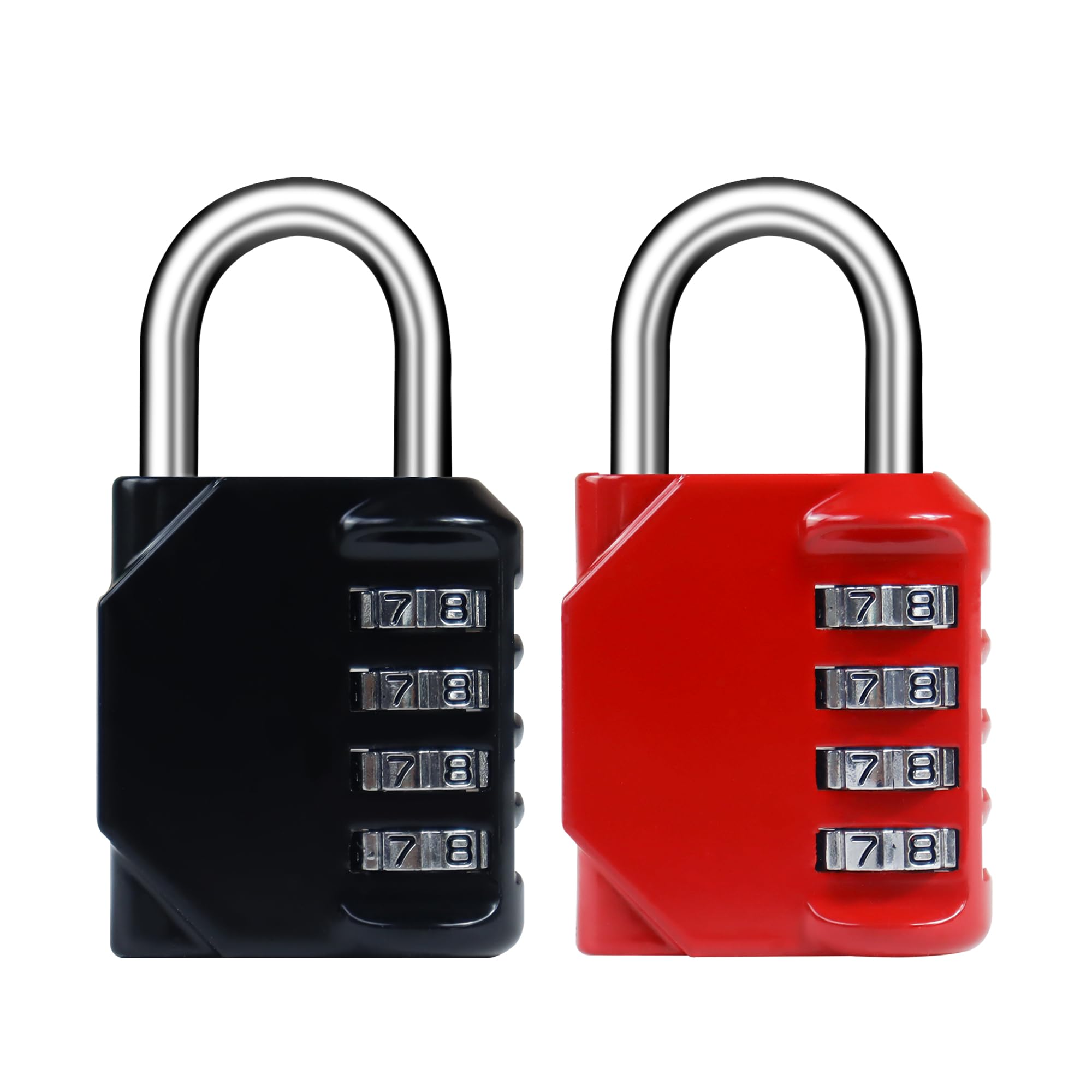 2 Pack Combination Lock 4 Digit, Resettable Locker Lock, Waterproof Metal Combination Padlock for School Gym Locker, Outdoor Gate, Shed, Toolbox, Fence, and Storage- Black & Red
