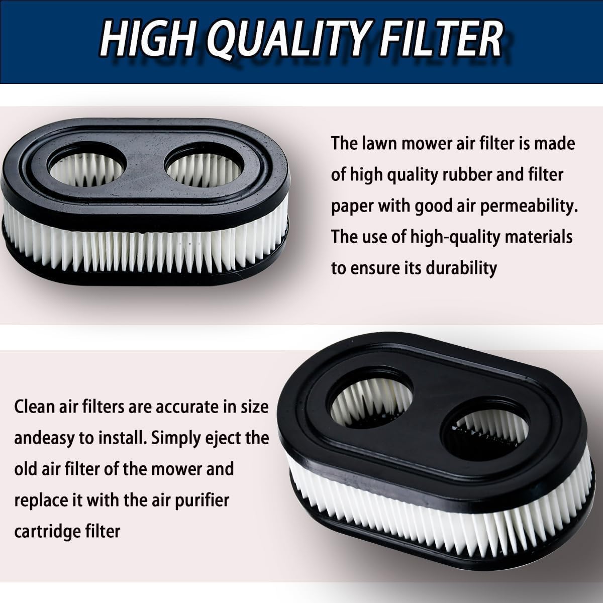 Lot De 4 Filtres à Air Pour Tondeuse Briggs & Stratton - Remplace 798452, 593260 - Dimensions 11x6.7x3.5 Cm