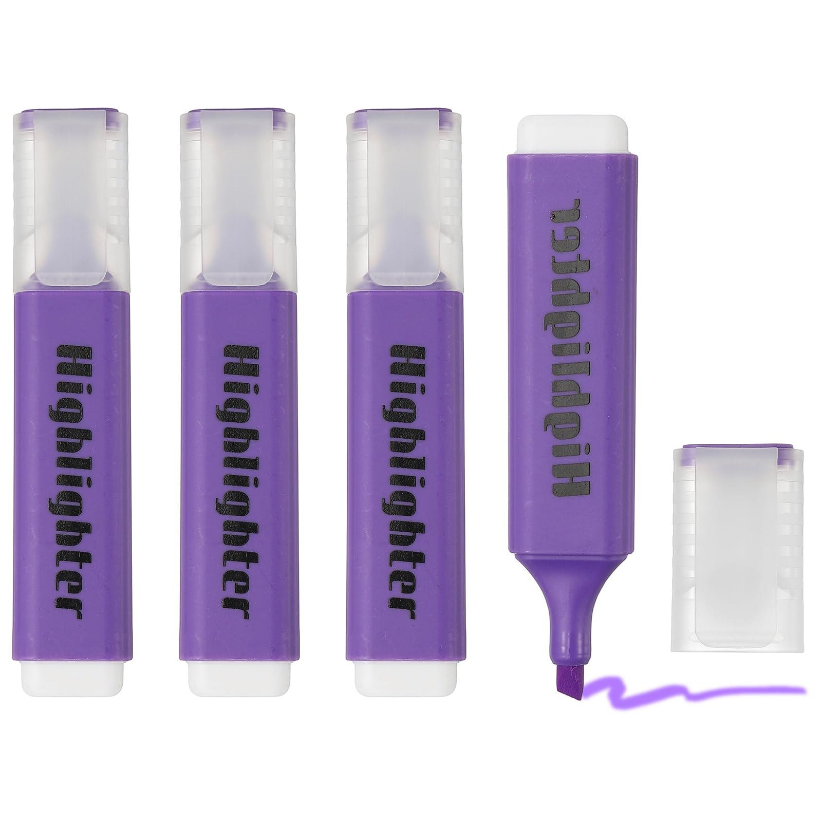 PATIKIL Highlighter Pen, 4 Pack Water Based Broad Tip Writing Marker Pens Cute Pastel Colored Highlighter Studying Supplies for Office Home Daily Use, H5821 Purple