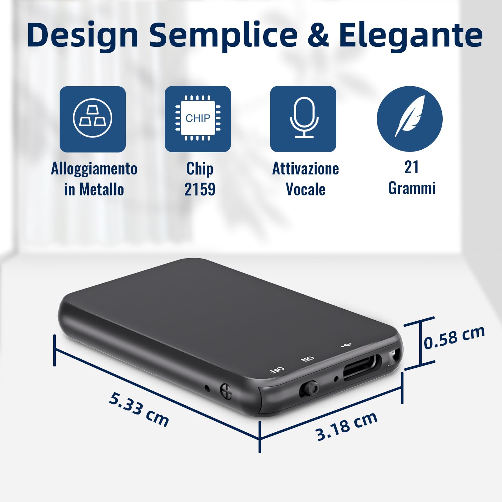 64GB Registratore Vocale, 1536Kbps Mini Registratore Professionale ad Attivazione Vocale con 35 Ore, Riduzione del Rumore per Università Conferenze Riunioni