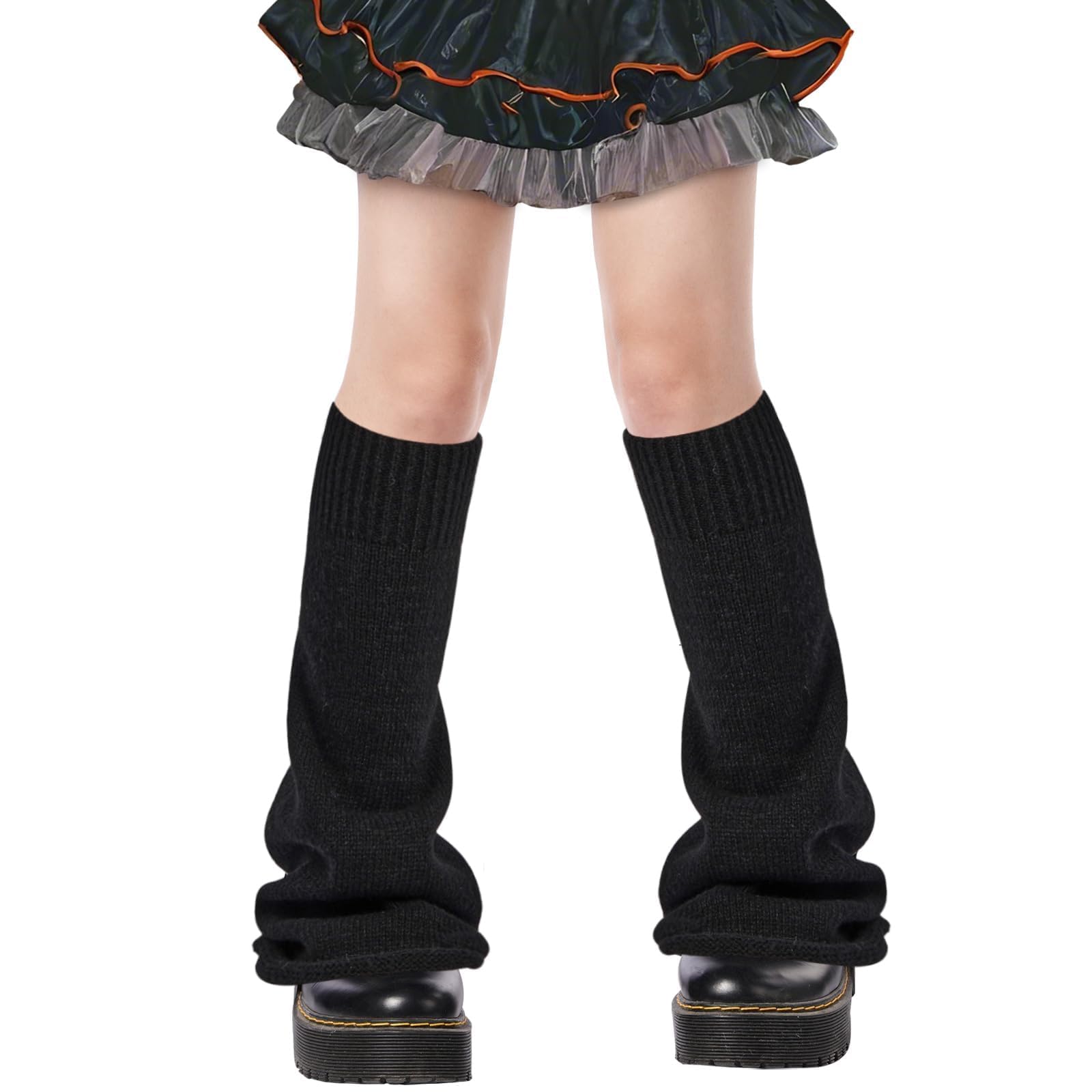 Moon Wood Kawaii Harajuku Leg Warmers - Cute Knitted Thick Black