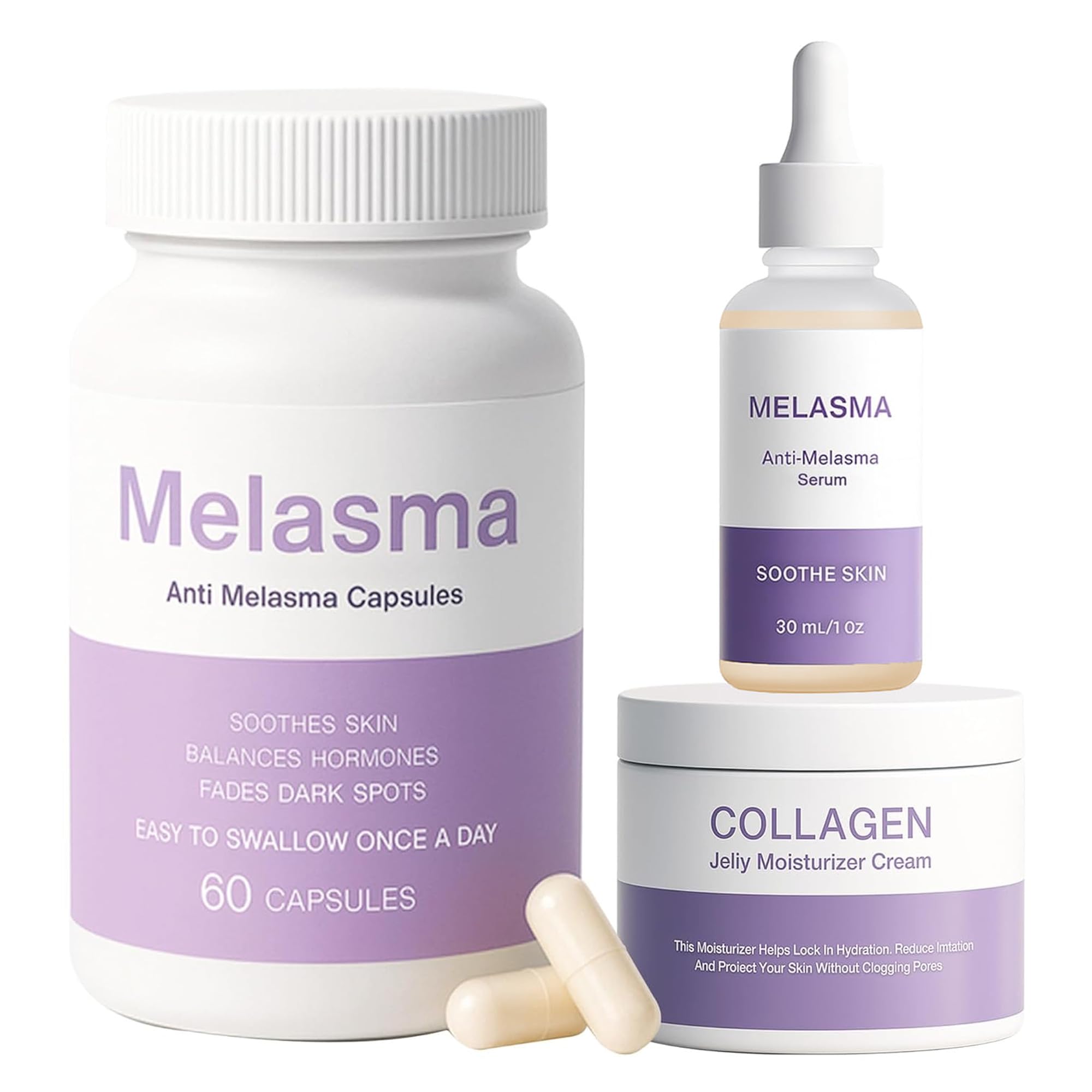 Melanina Anti-Melasma & Dark Kit, Anti-Melasma Serum+Collagen Jelly Cream, Ultra Moisturizer for Women, Supports Even Skin Tone & Radiance (SET)