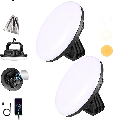 Miniatura 8 de VAVOFO Linterna LED de camping de 30 W y 3000 lm, recargable, 3 modos de iluminación, banco de energía de 7200 mAh, linterna impermeable IP65, luz
