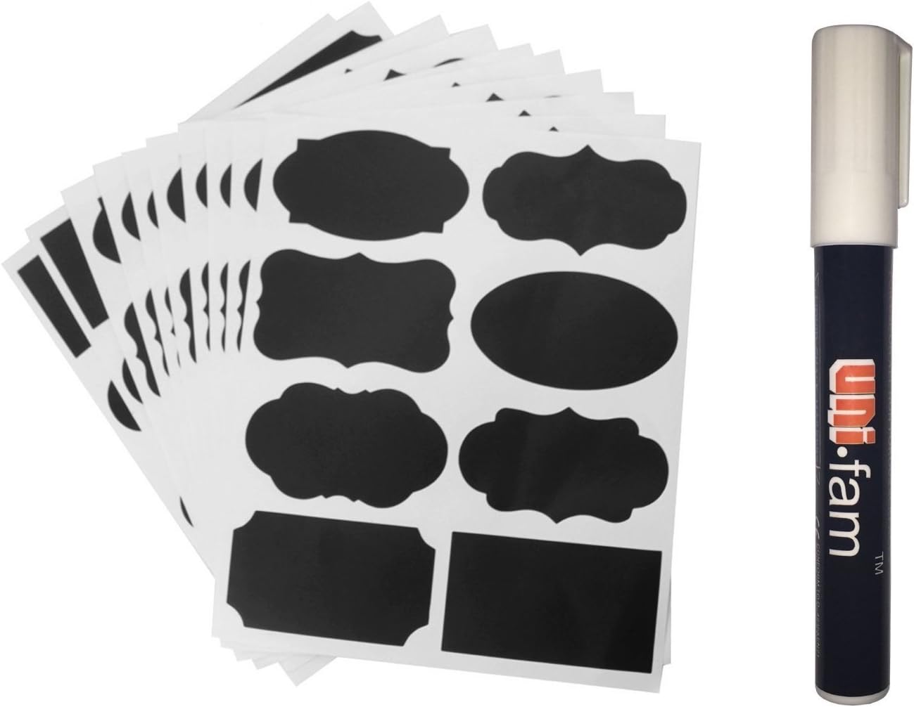 Bcurb Chalkboard Labels - 80 Premium Stickers for Jars + 1 Erasable White Chalk Markers.