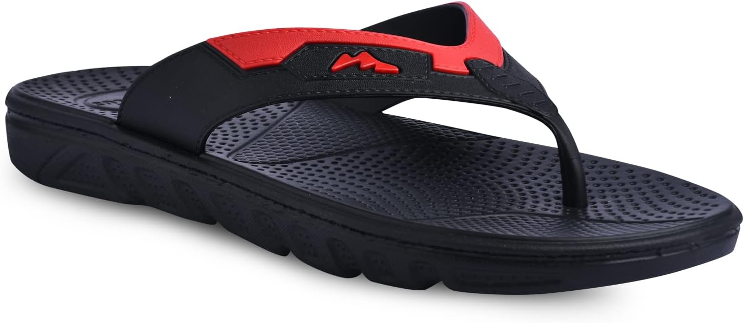 PARAGONEVK3406G Men's Lightweight, Waterproof Black Flip Flops | Comfortable Slippers with Durable Anti-Skid Sole, Cushioned Footbed & Sturdy Build for Outdoor Use
