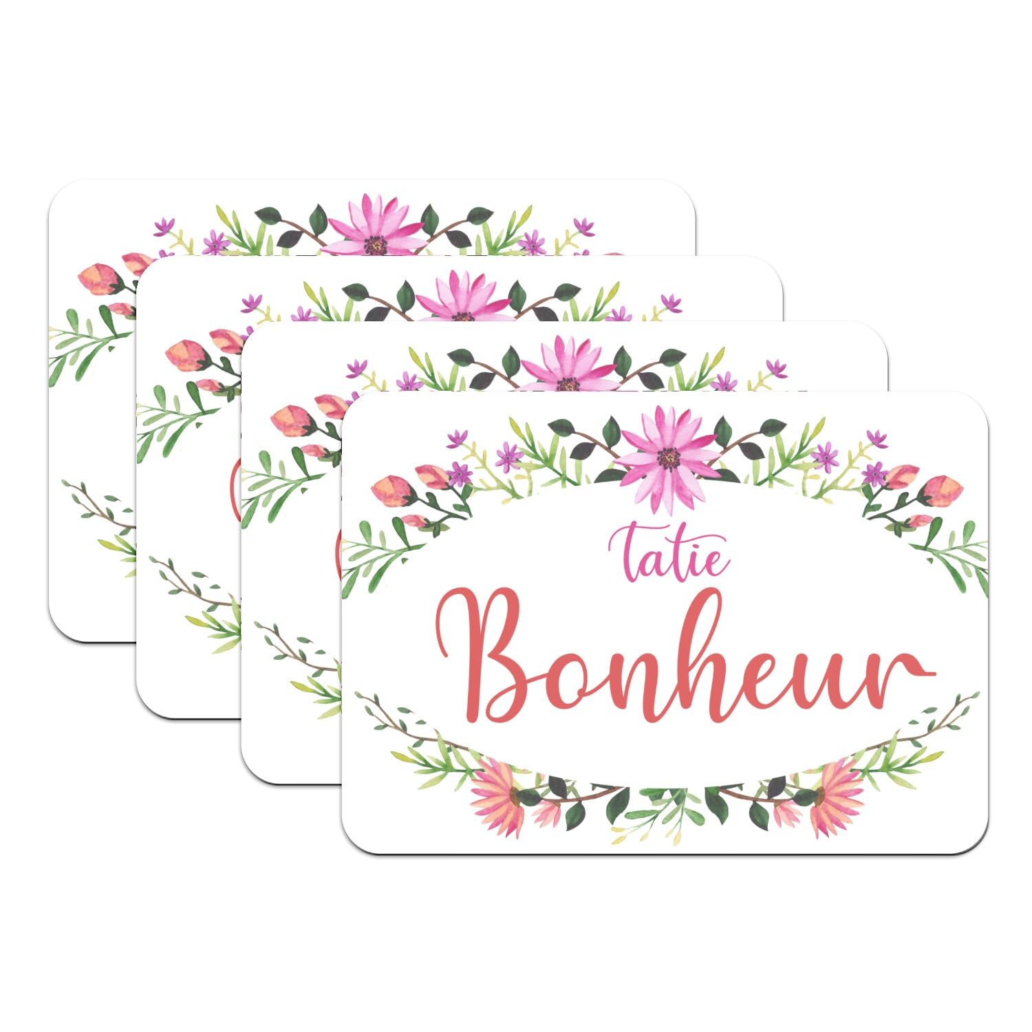 Sets de table Tatie Bonheur cadeau tante dessous caoutchouc frise florale
