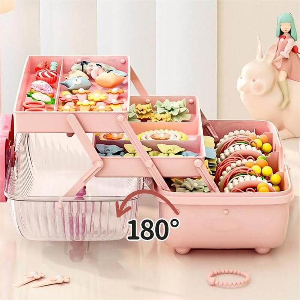 Girl Hairpiece Storage Box,3-layer Children's Jewelry Storage Box