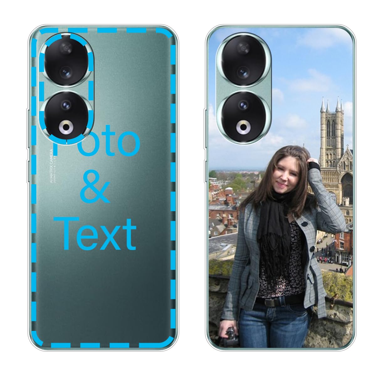 KARTXITAI Cover Personalizzata Compatibile con Honor 90 Lite con Foto Testi logo,Custodia Morbido TPU Silicone Gel Trasparente Custom Case con Immagine, Testo+1 x Cinturino Universale