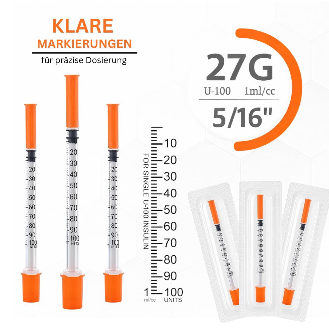 100 Stück 1 ml Plastic Tube 27G x 5/16" (0,4 x 8 mm) Mehrzweck-Messwerkzeuge, Einzeln verpackt