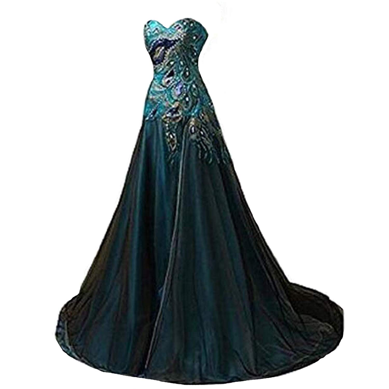 New Peacock Dress Formal Long Evening Party Dress Ball Gown Prom (size4)