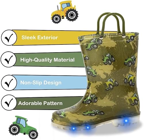 Miniatura 2 de Botas de lluvia para niños y niñas, botas impermeables con luz