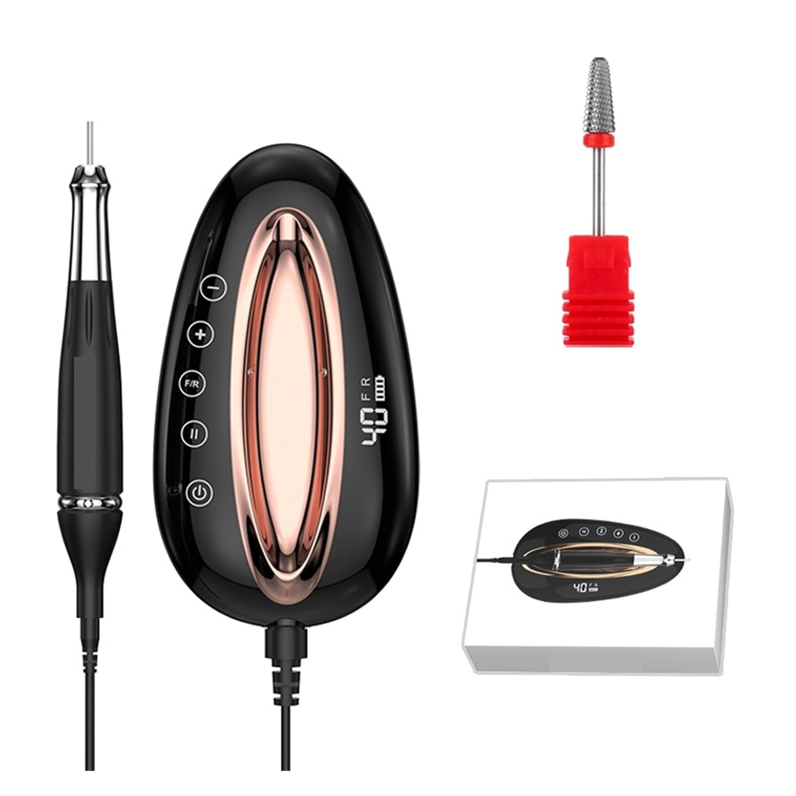 Trapano per unghie, 40000 giri/min Trapano elettrico portatile per manicure Set di macchine per manicure con motore brushless professionale con sensore di luce rossa Strumenti professionali per unghie