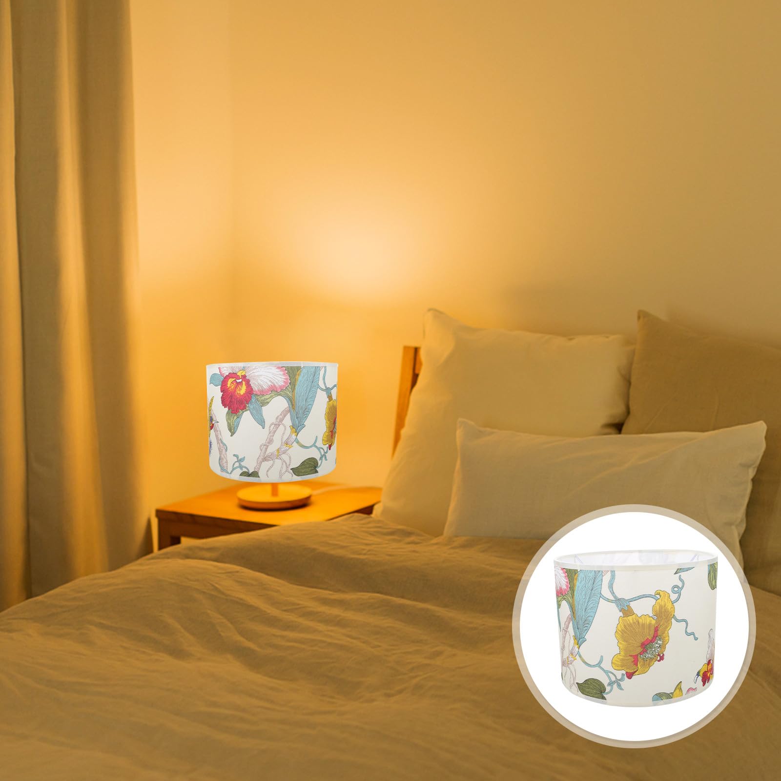 Abaodam Paralume Floreale a Tamburo 22 CM per Lampada da Tavolo Soggiorno e Camera da Letto Decorazione Contemporanea Stili multipli