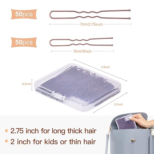 Miniatura 3 de Paquete de horquillas para el cabello para moños y herramientas de peinado, 100 horquillas para moños, 400 bandas de goma para el cabello, 2