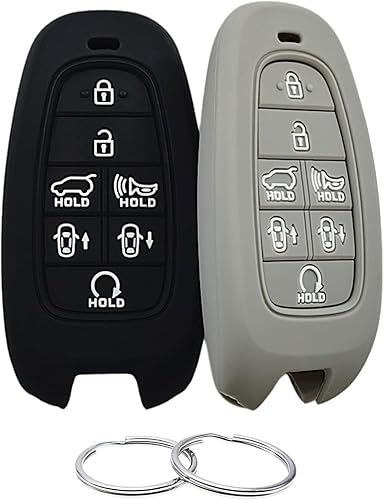 Funda de goma de silicona para llavero compatible con 7 botones 2019 2020 2021 Hyundai Sonata Nexo 2022 Hyundai Tucson 2023 Palisade Santa Fe (solo
