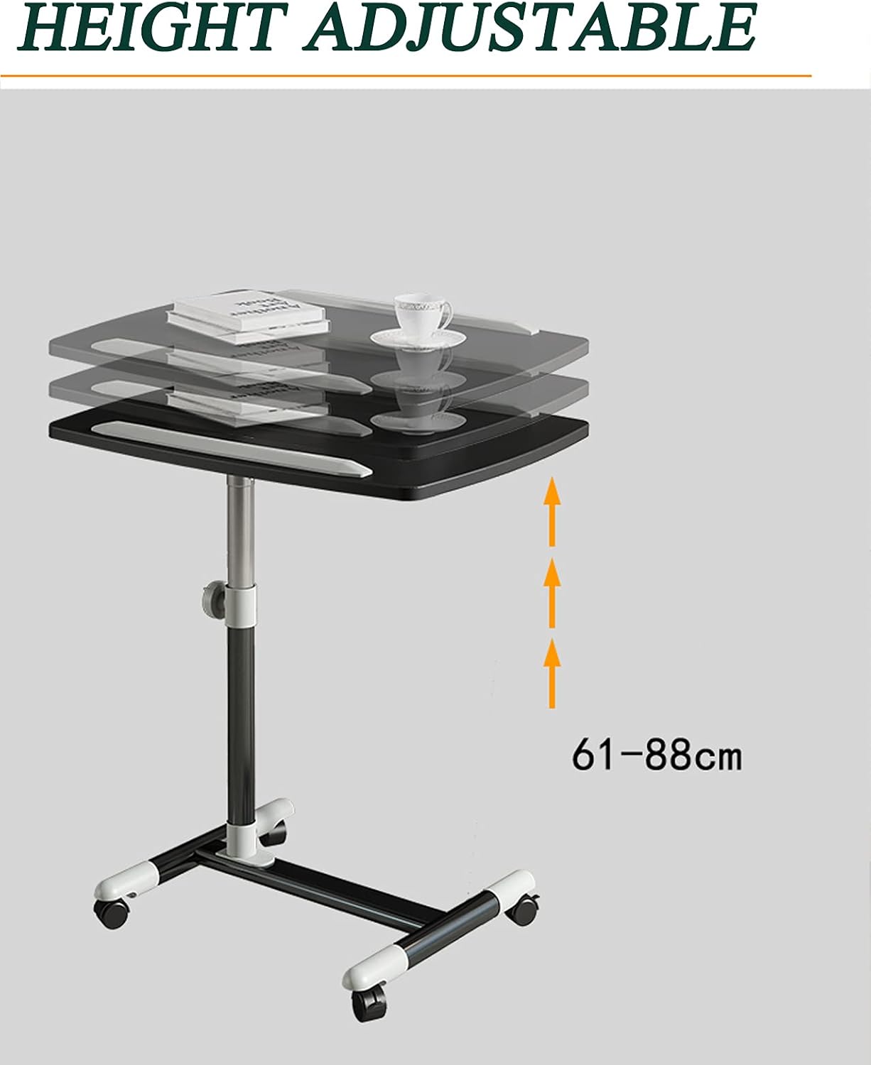 Laptop cart Laptop Stand Desk| Heavy-Duty Mobile Rolling Laptop Cart with Wheels | Height Adjustable Tilting Computer Workstations(Color:B)