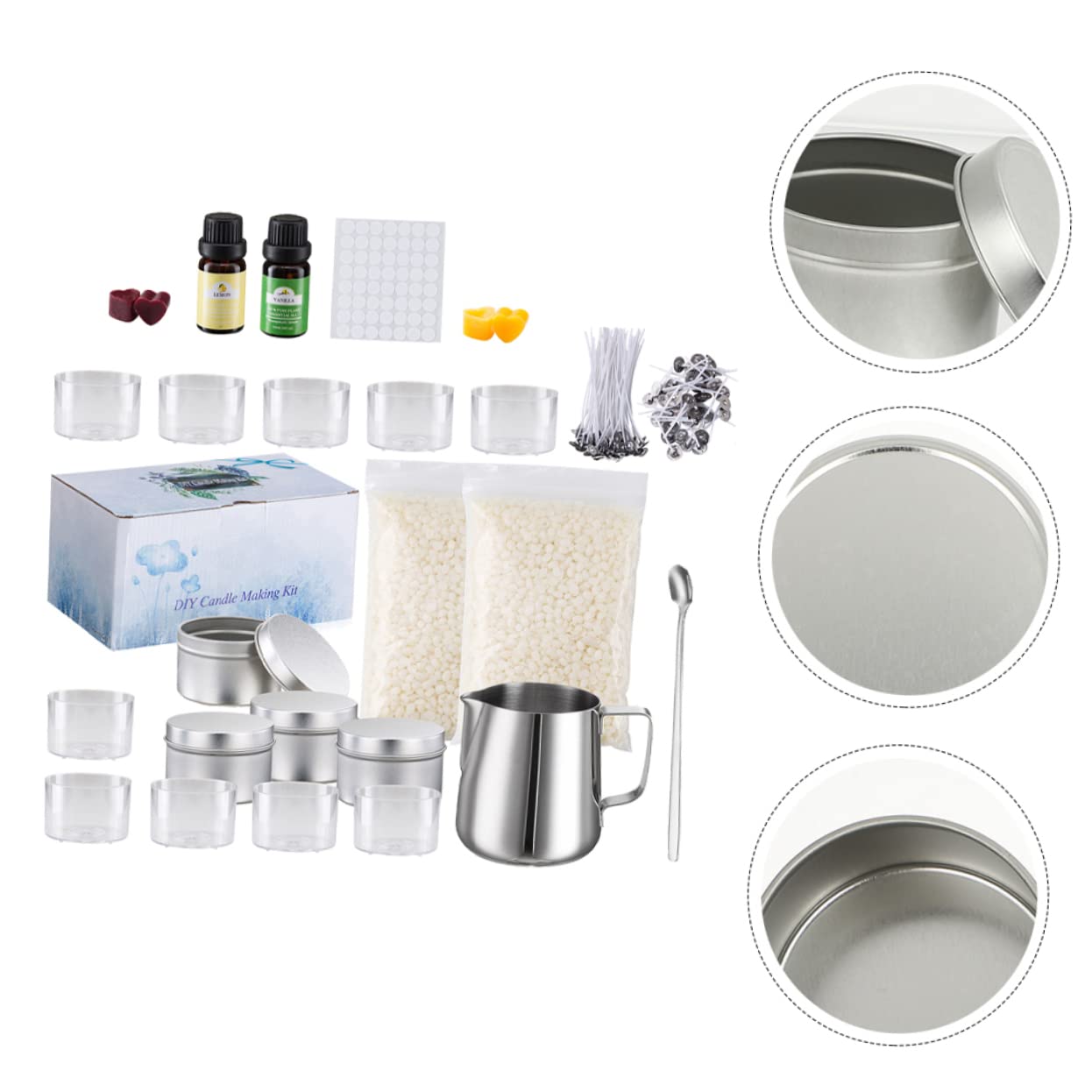 Lurrose Kit per Creare Candele Profumate Fai da Te, Set in Acciaio Inox, Carta e Cera, per Compleanni e Feste, Facile da Usare