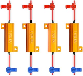 TUINCYN 4pcs 50W 8 ohm LED Load Resistors(DIY) LED Headlight Bulbs Error Canceller License Plate Lights Warning Canceller Turn Signal Lights Hyper Flash Capacitor Decoder Wire