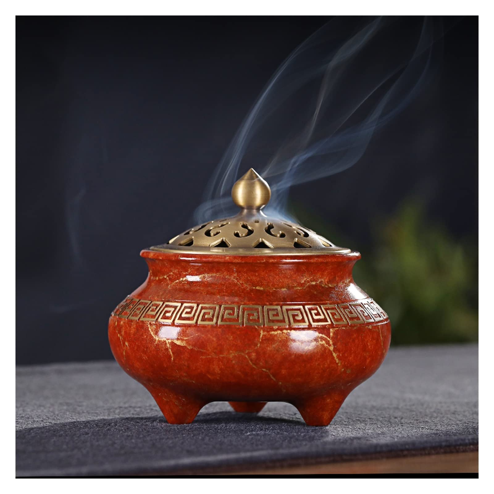 Brûleur D'encens Décoratif En Laiton Rétro - Design Bronze, 5.3x4x6 Cm, Neuf Pour Bureau Ou Salon