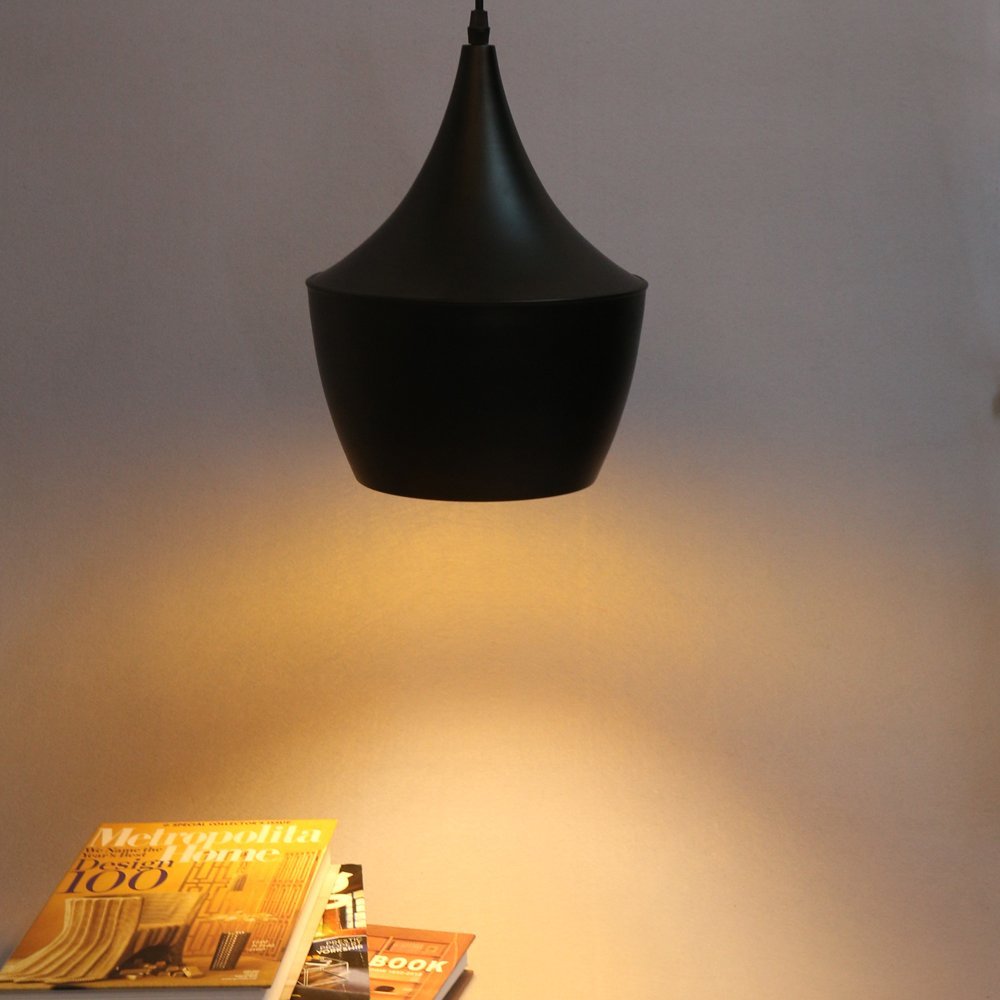 B·LED BARCELONA LED BarcelonaLED Suspension Luminaire Vintage Industrielle Nordique Plafonnier Suspendu E27 Rétro Eclairage Intérieur en Métal Aluminium Noir