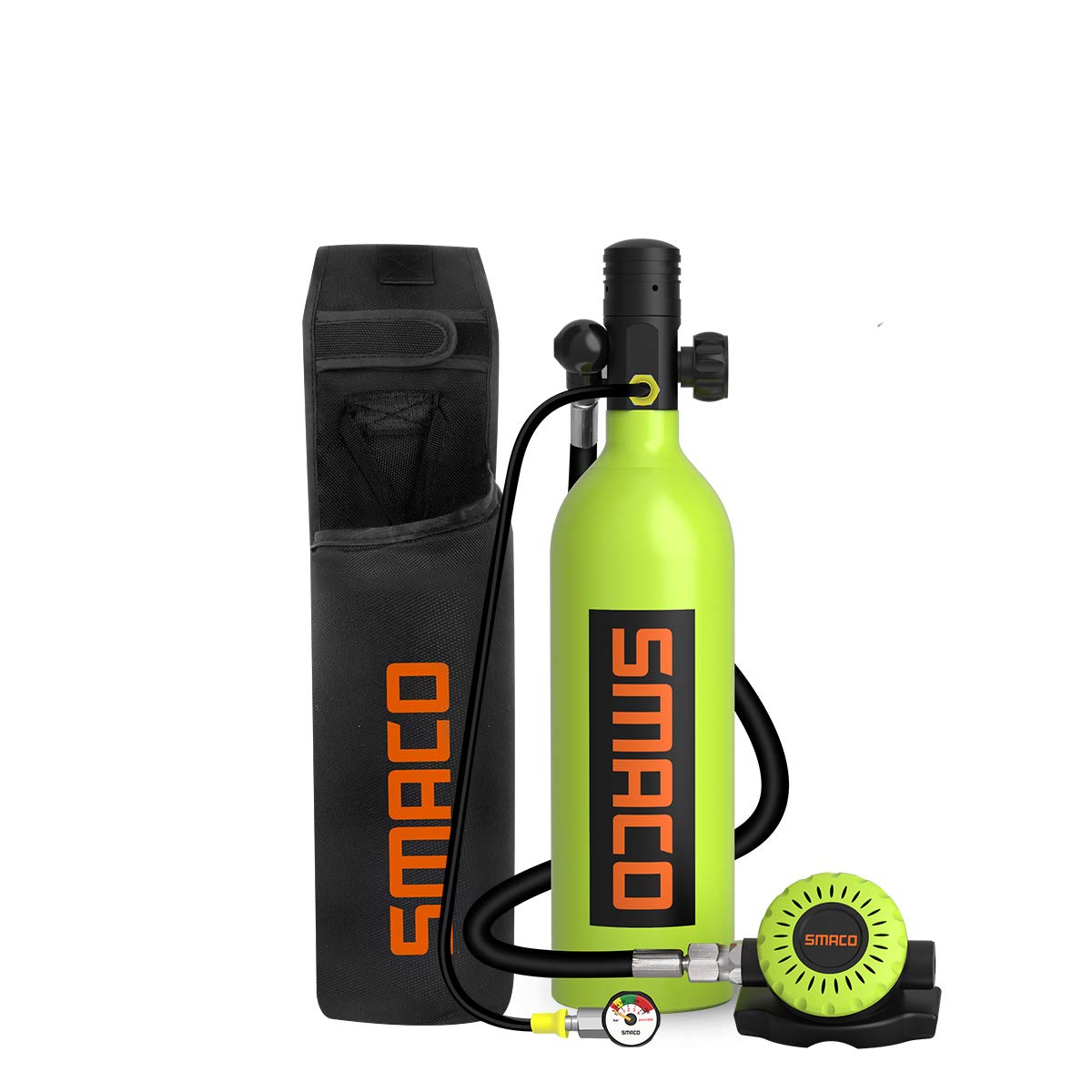 SMACO Scuba Tank Diving Gear for Diver 1L Mini Scuba Tank Oxygen Cylinder with 15-20 Minutes Small Emergency Backup Diving Tank Kit for Underwater Exploration Rescue Pony Bottle S400 Pro