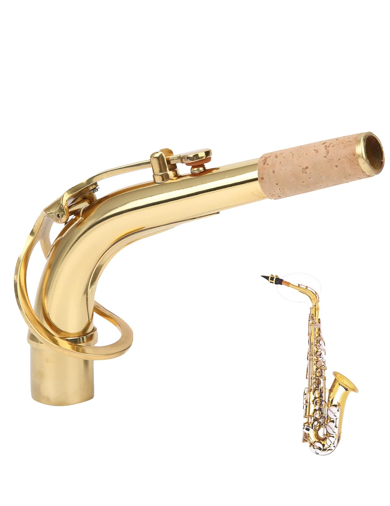 Brass Bend for Alto Saxophone Neck, 2.45 cm Compact and Portable Saxophone Bend for Instrument Accessories (gold)