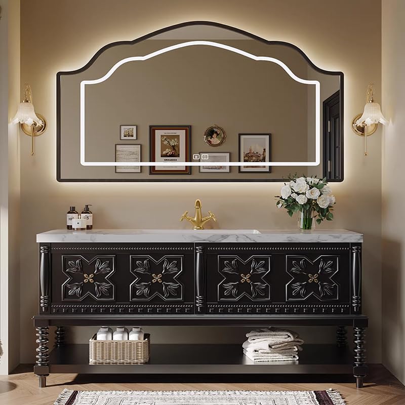 Tocador de baño independiente con fregadero individual/doble, 48-92 pulgadas, amplio almacenamiento para baños modernos, diseño elegante, perfecto para renovación del hogar