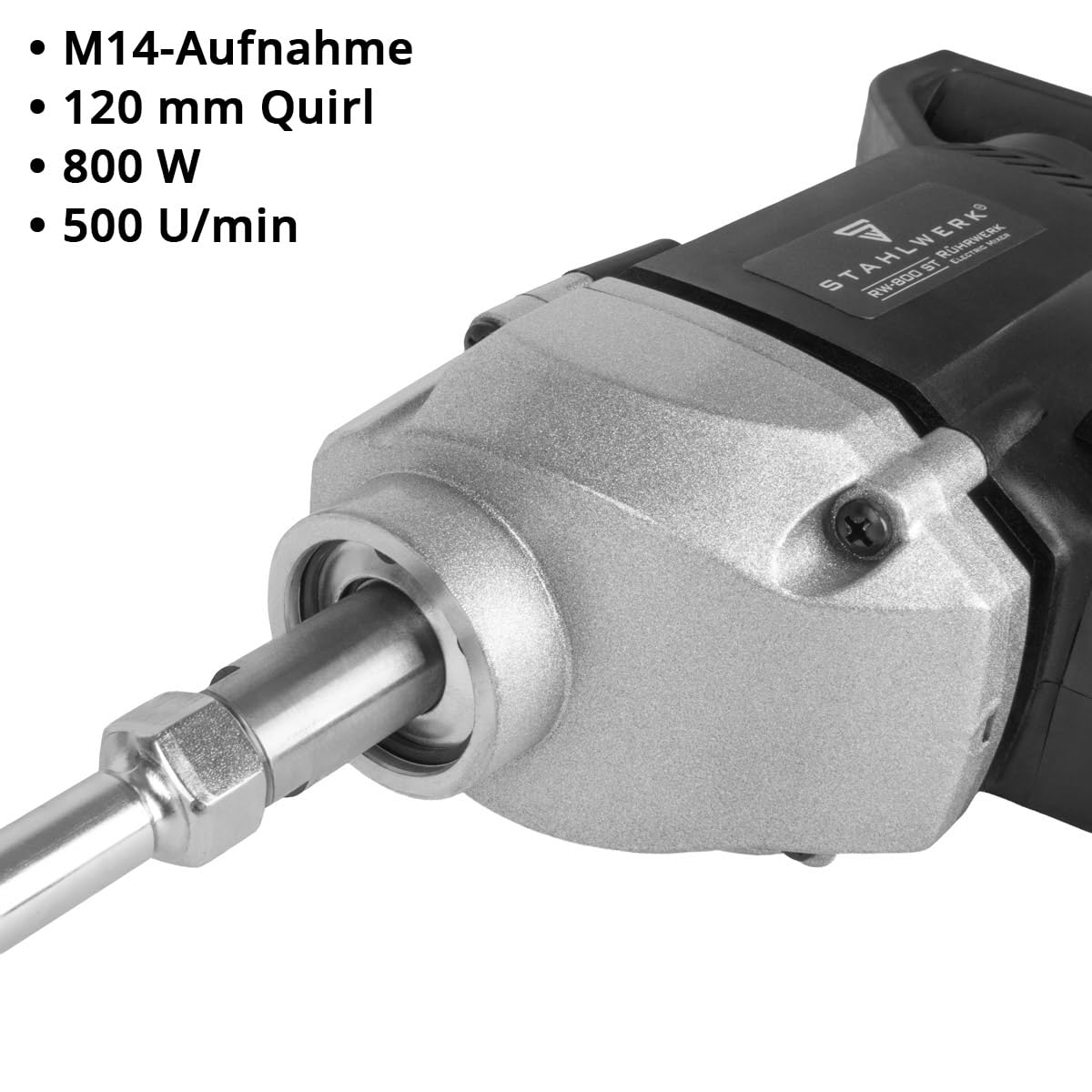 STAHLWERK Agitatore RW-800 ST - 800 W, 500 giri/min, mescolatore elettrico per malta in versione compatta e robusta, agitatore stabile, miscelatore per malta, miscelatore per calcestruzzo, miscelatore