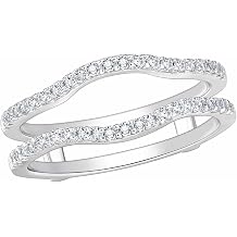 SHELOVES Curved Ring Enhancer Guard Cubic Zirconia White Gold Plated Womens